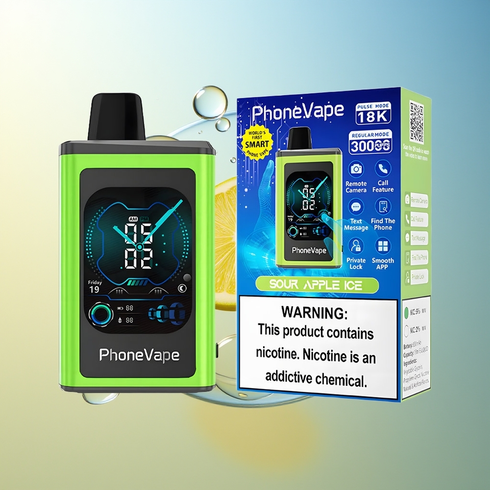 JNR PhoneVape 30000 puff Mela Aspra Ghiaccio Batteria Ricaricabile Schermo Completo