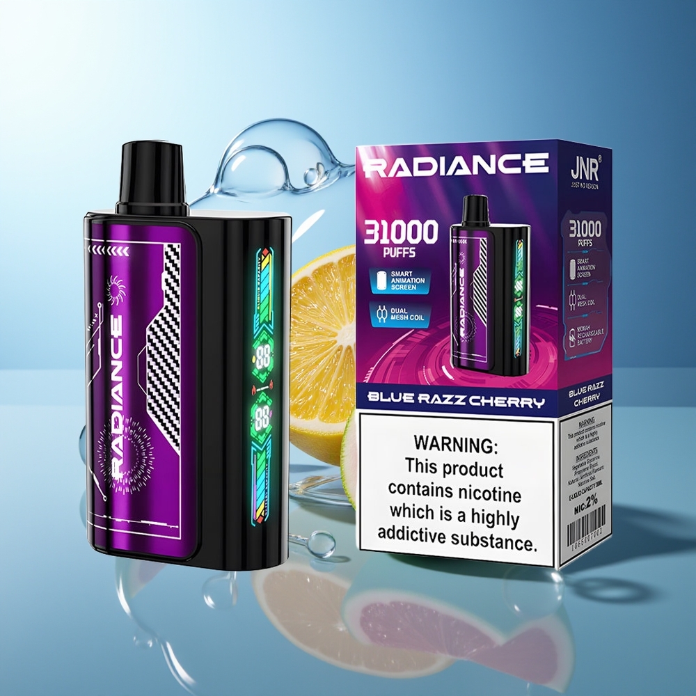 JNR Radiance 31000 Puff Blu Lampone Ciliegia Dual Mesh Ricaricabile