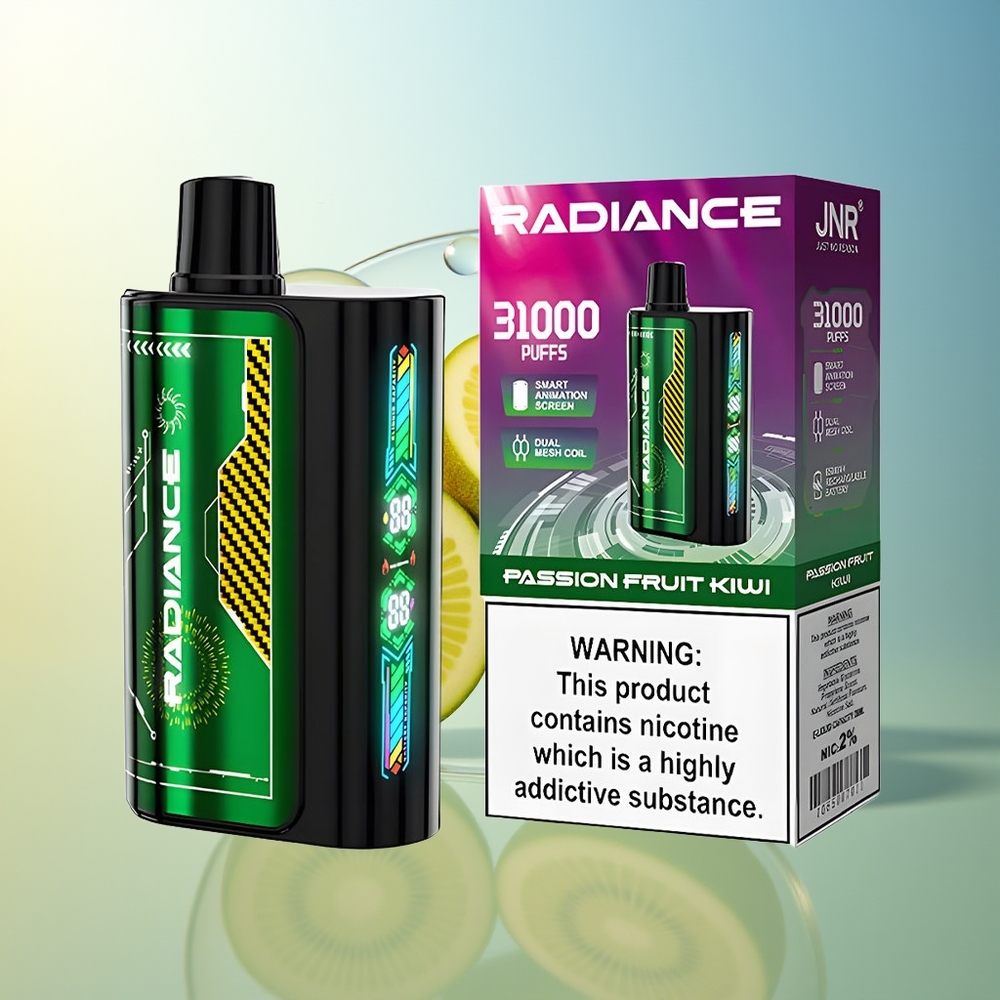 JNR Radiance 31000 Puff Vaporizzatore Monouso Frutto della Passione Kiwi Schermo Animato Intelligente Batteria Ricaricabile