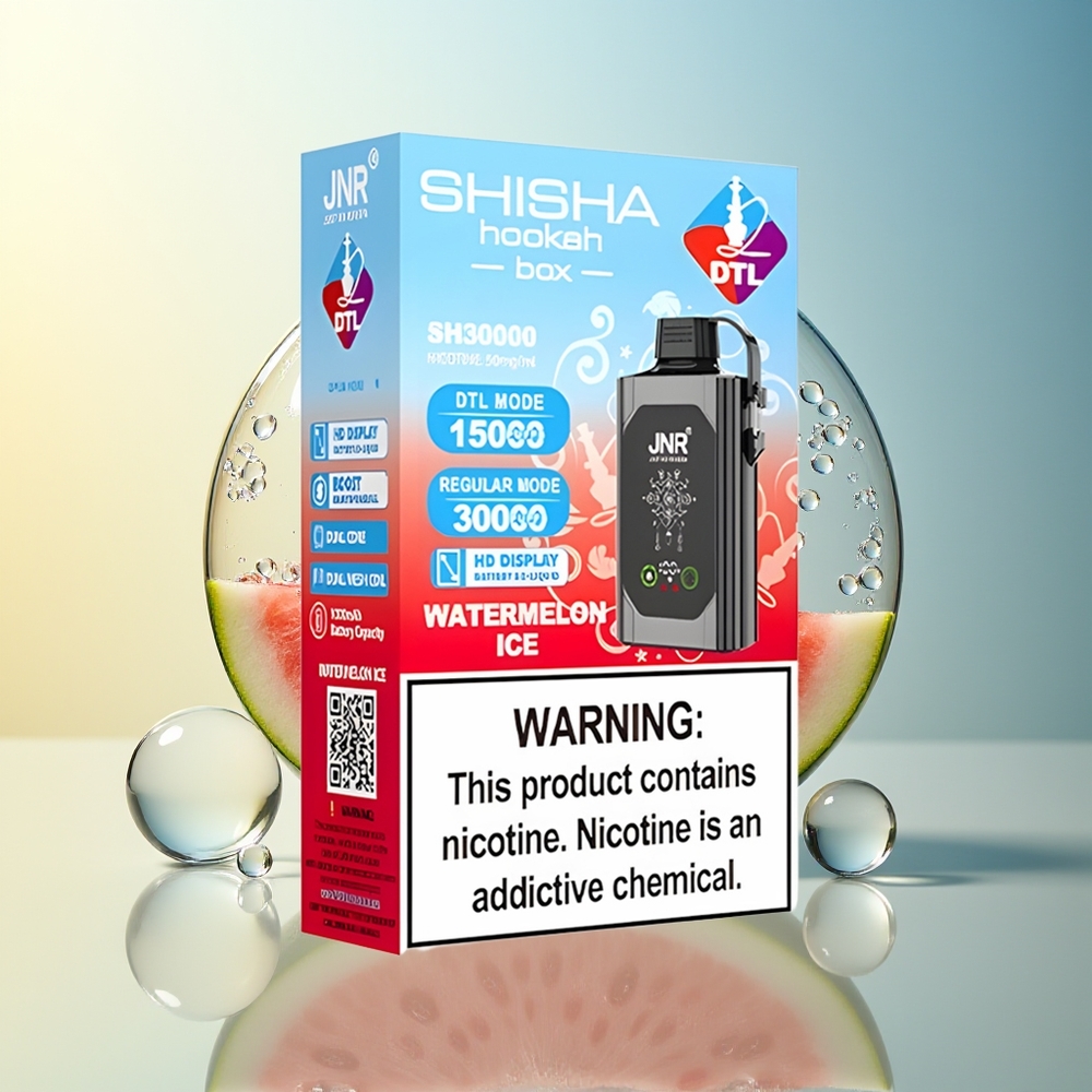 JNR Shisha Hookah Box 20500 Puff Anguria Ghiacciata Display HD Dual Mesh Coil