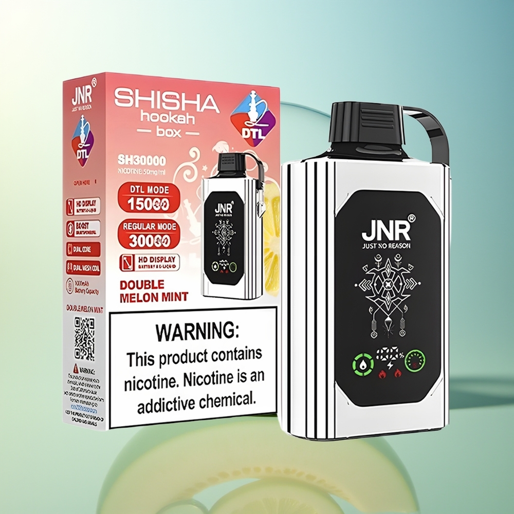 JNR Shisha Hookah Box 20500 Puff Doppio Melone Menta Dual Mesh Coil Type-C