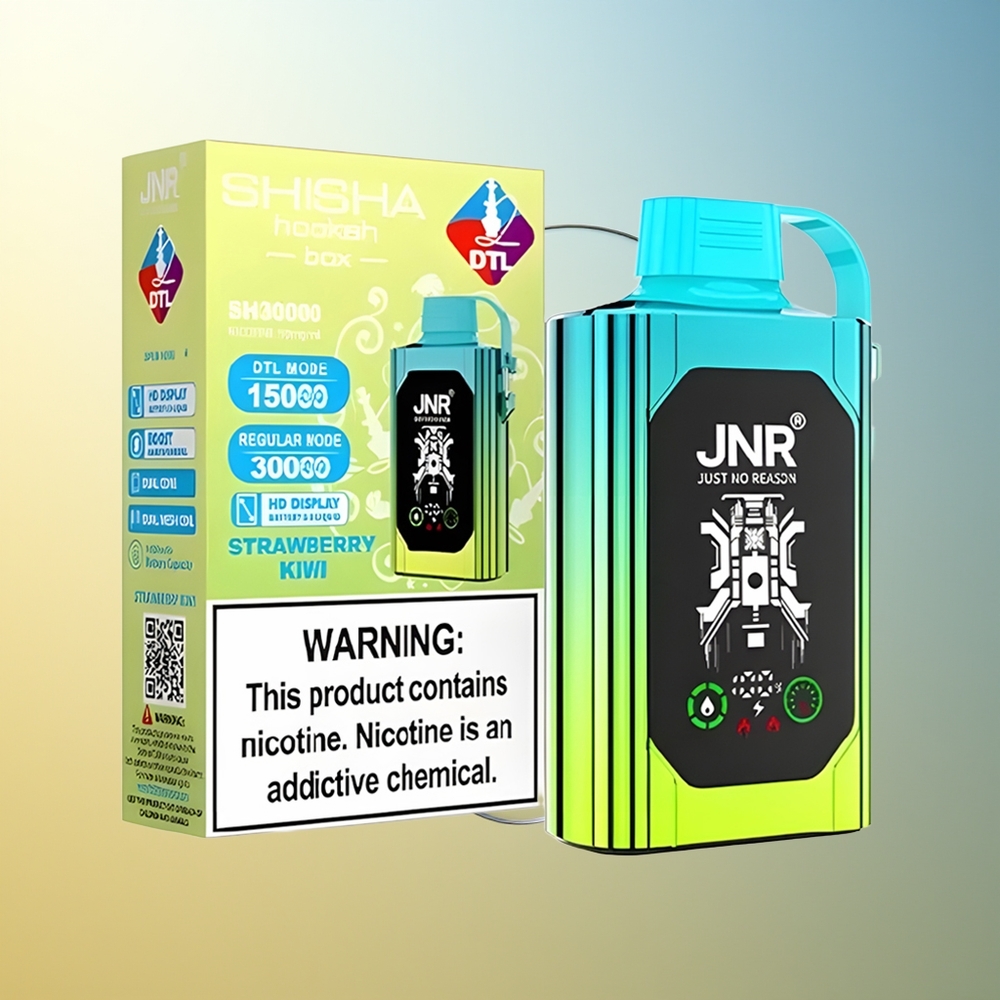 JNR Shisha Hookah Box 20500 Puff Fragola Kiwi Doppia Maglia Doppio Nucleo