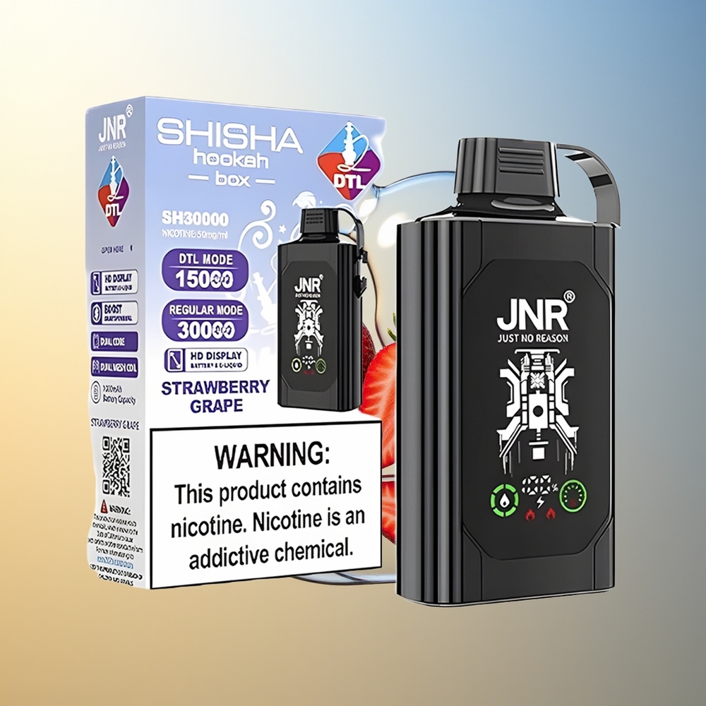 JNR Shisha Hookah Box 20500 Puff Fragola Uva Doppia Mesh Dual Core