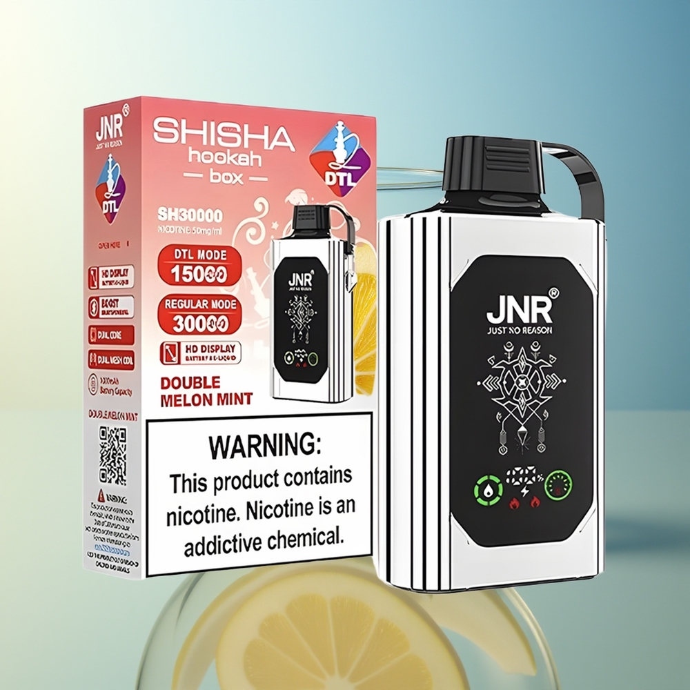 JNR Shisha Hookah Box 20500 Puff Mela Doppio Display HD Dual Mesh Coil