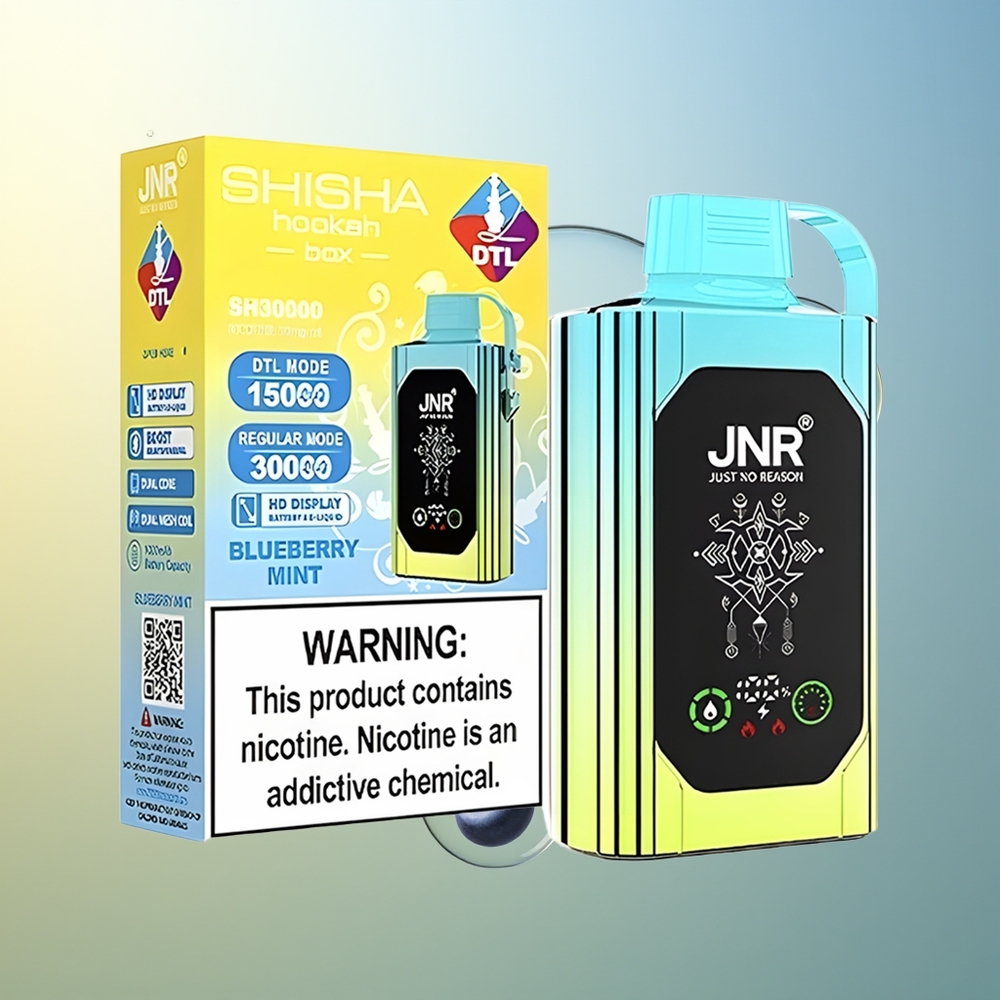 JNR Shisha Hookah Box 20500 Puff Mirtillo Menta Dual Mesh Coil
