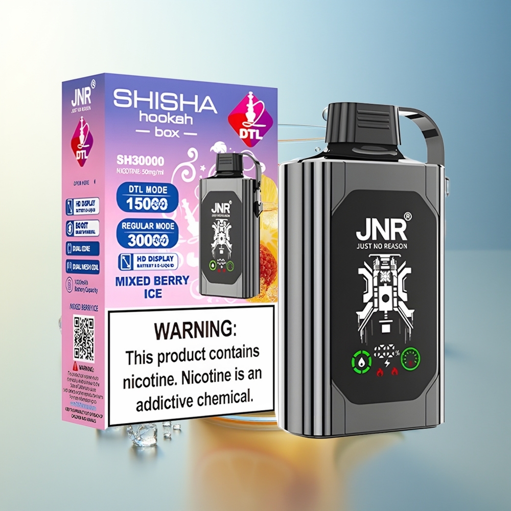 JNR Shisha Hookah Box 20500 Puffs Vapo Disposable Misto Frutti di Bosco Ghiaccio Dual Mesh Coil Type-C