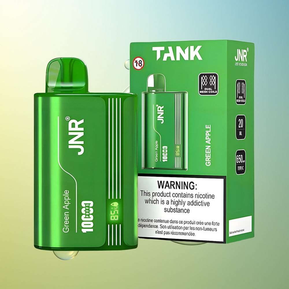 JNR Tank 10000 Puff Mela Verde Pesca Pera Ricarica Rapida Display Digitale