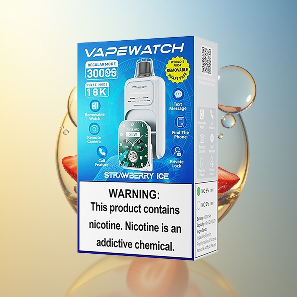 JNR VapeWatch 30000 Puff Doppia Griglia Fragola Ghiaccio Ricarica Rapida Type-C