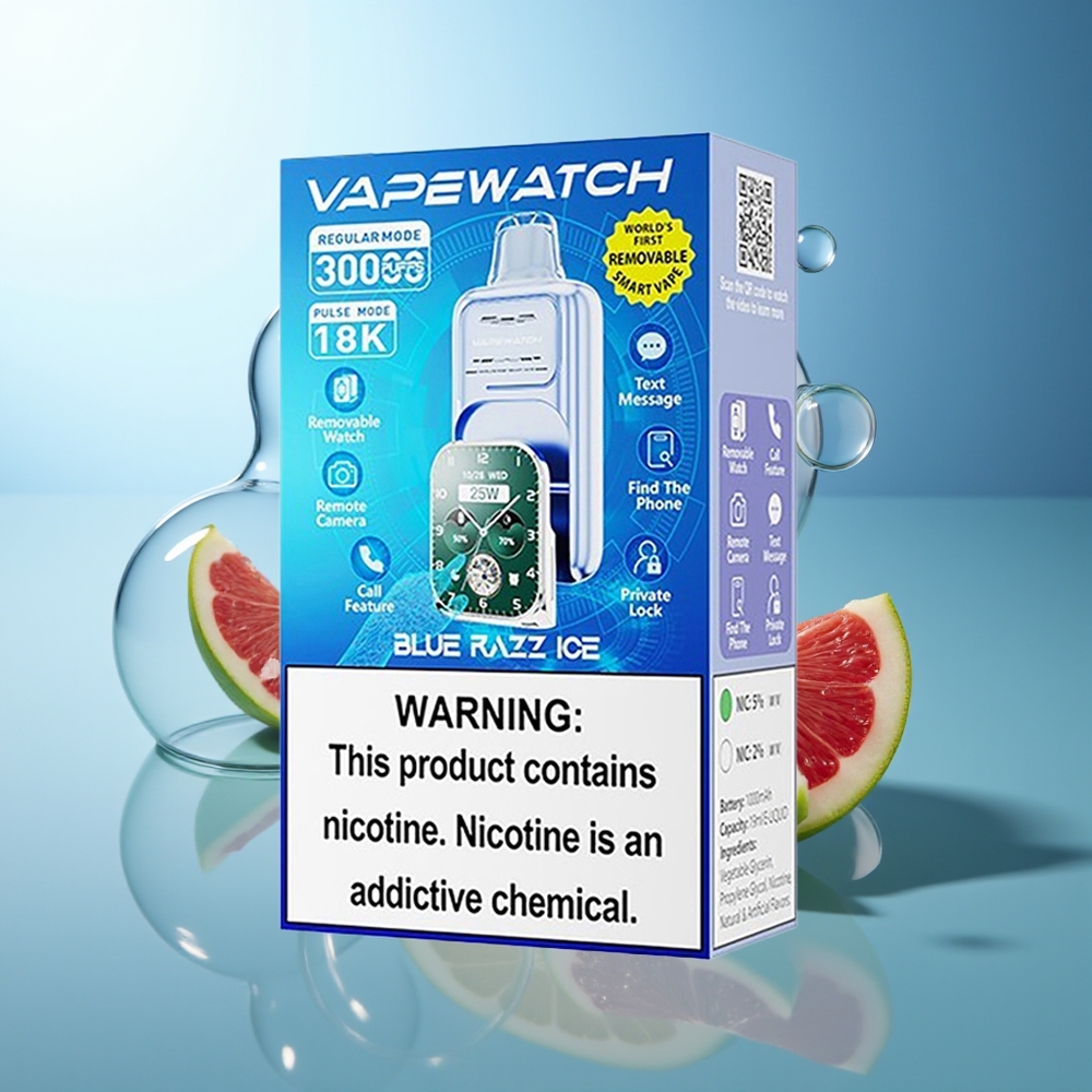 JNR VapeWatch 30000 Puff Dual Mesh Coil Blu Mirtillo Ghiaccio Dispositivo di Ricarica Rapida Type-C