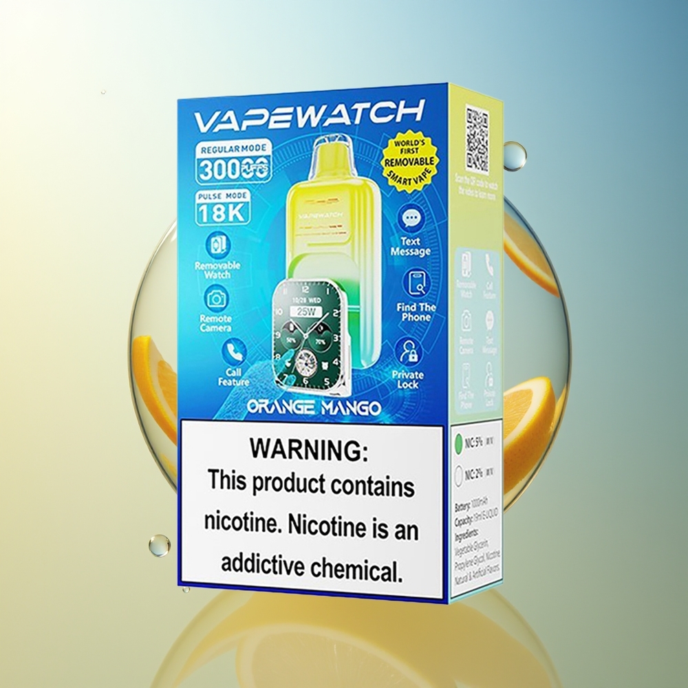 JNR VapeWatch 30000 Puff E-liquid 19mL Arancia Mango Dual Mesh Coil