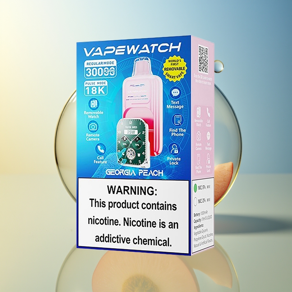 JNR VapeWatch 30000 Puff Pesca Georgia 1000mAh Dual Mesh Coil