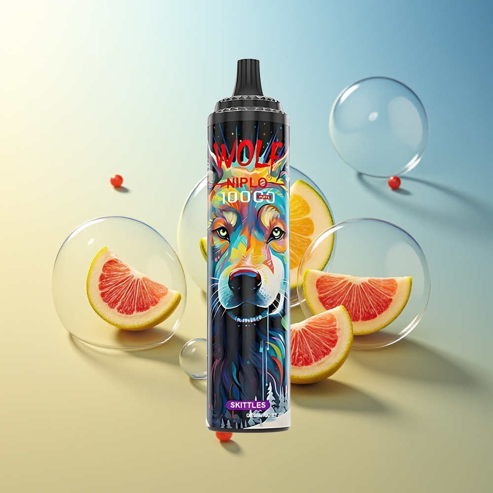 JNR Wolf Niplo 10000 Puff Skittles Arcobaleno Mesh Coil 1.0 Ohm
