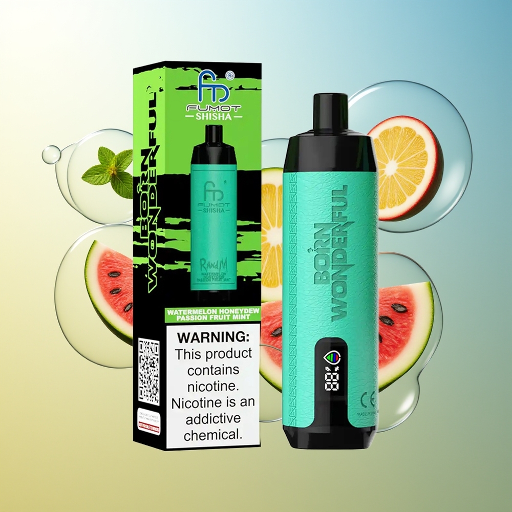 RandM Fumot Shisha 10000 Puff Anguria Melone Verde Frutto della Passione Menta 18ml Tipo-C