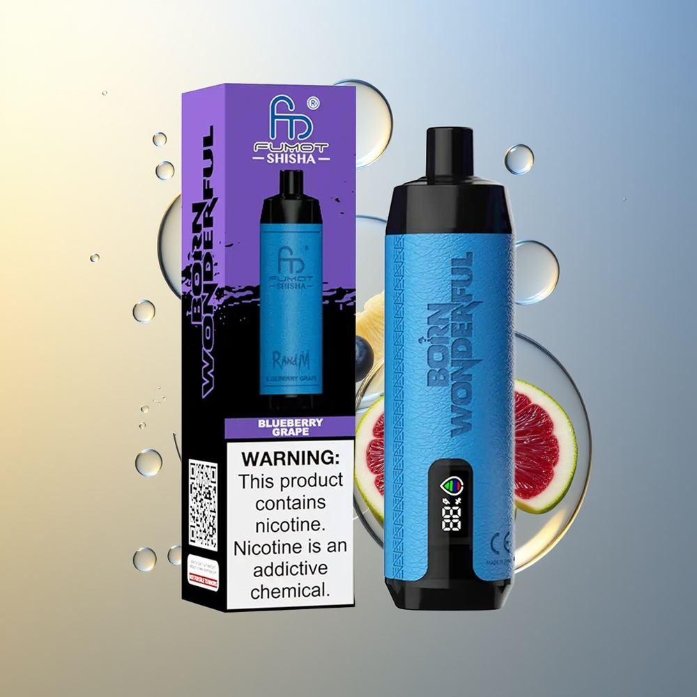 RandM Fumot Shisha 10000 Puff Blu Mirtillo Uva 0.5% Nicotina Tipo-C