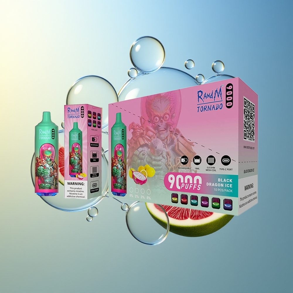 RandM Fumot Tornado 9000 Puff Blu Lampone Kush Display RGB