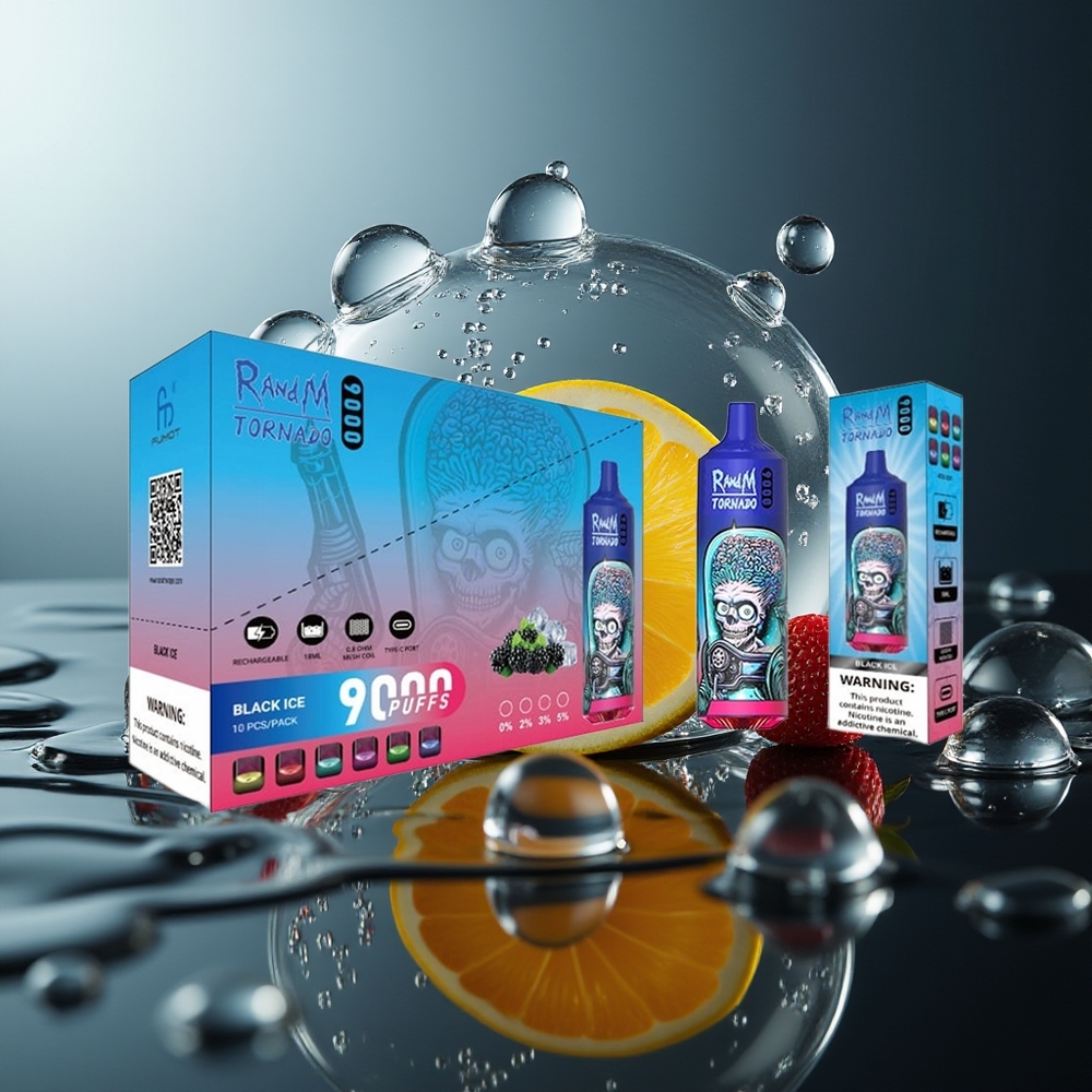RandM Fumot Tornado 9000 Puff Ghiaccio Nero Display RGB