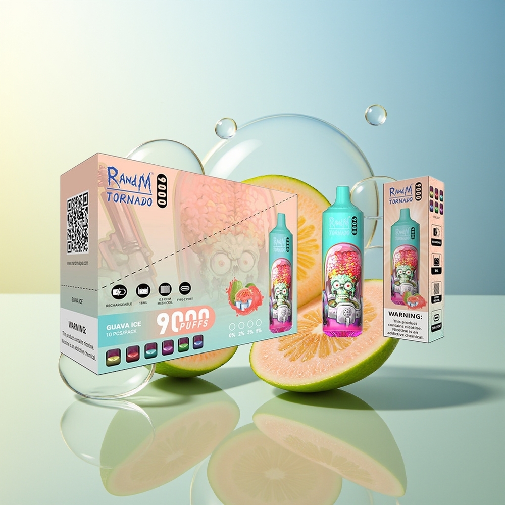 RandM Fumot Tornado 9000 Puff Guava Ghiaccio Display RGB Sleek