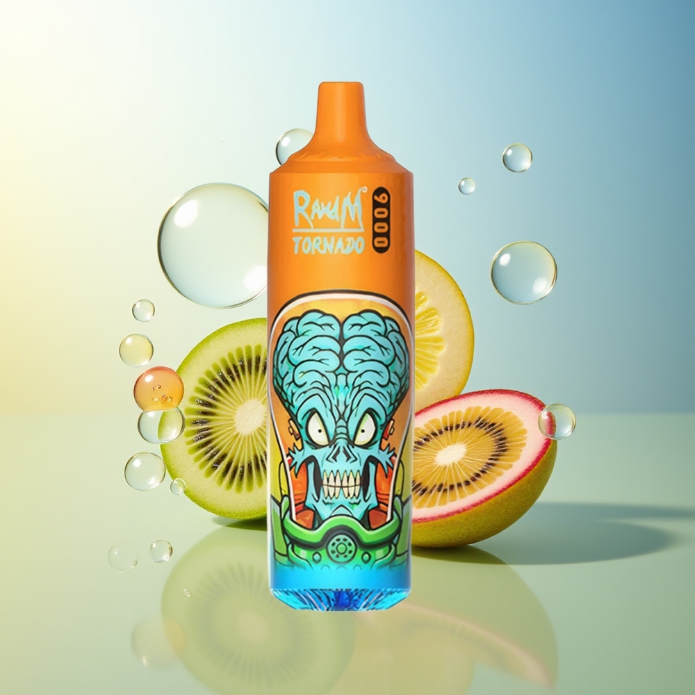 RandM Fumot Tornado 9000 Puff Kiwi Frutto della Passione Guava Display RGB