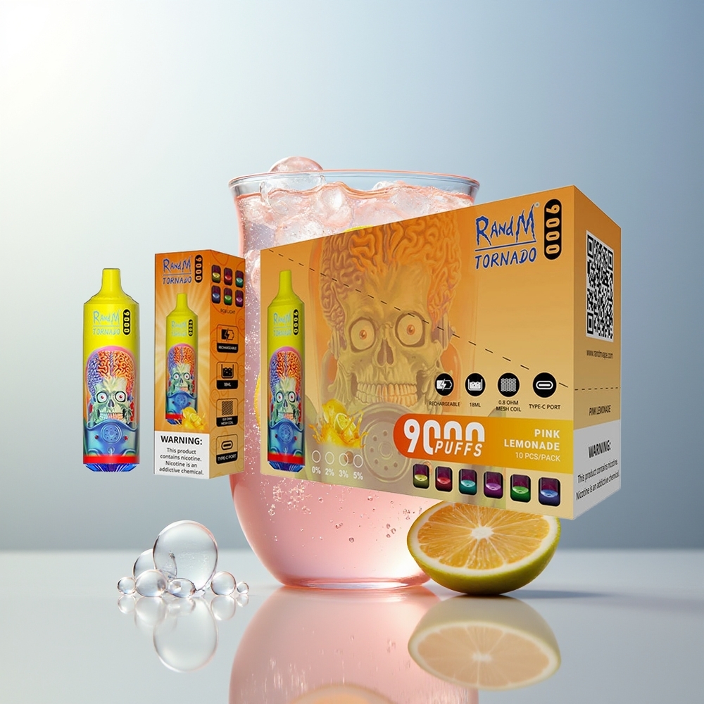 RandM Fumot Tornado 9000 Puffi Limonata Rosa Display RGB