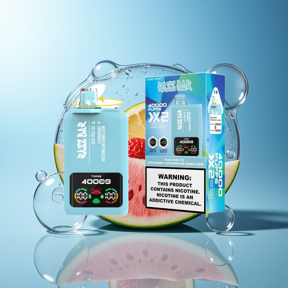 Razz Bar 40000 Puff Display Blu Razz Ice-Fragola Anguria Bubble Gum Tipo-C