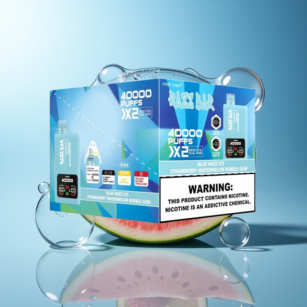 Razz Bar 40000 Puff Display Blu Razz Ice-Fragola Anguria Bubble Gum Tipo-C