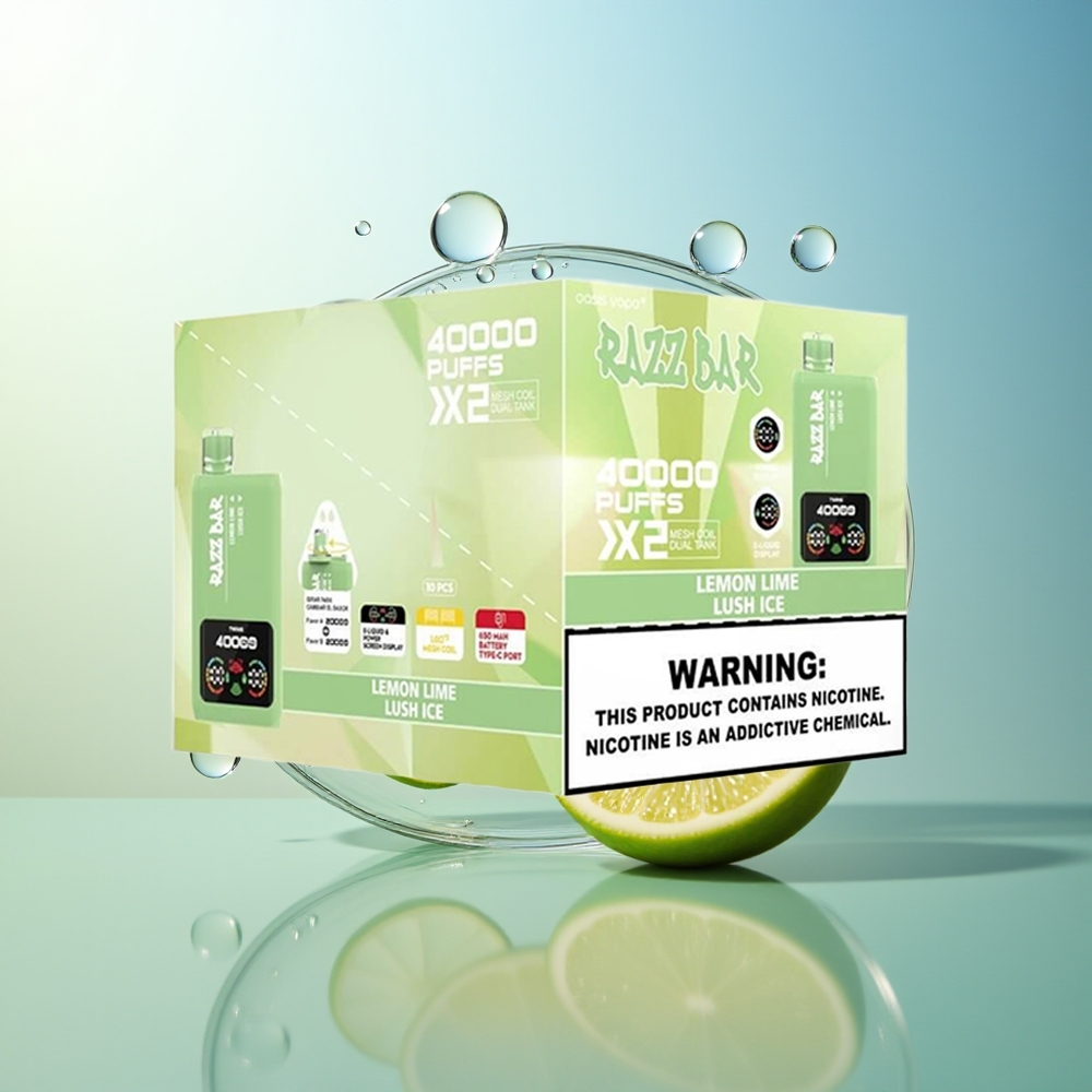 Razz Bar 40000 Puff Display Mesh Disposable Vape Limone Lime - Ghiaccio Lussureggiante