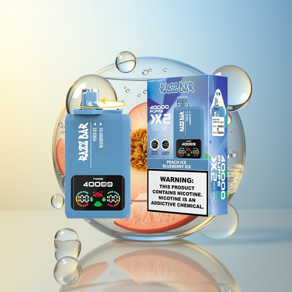 Razz Bar 40000 Puff Display Potenza Pesca Ghiaccio - Mirtillo Ghiaccio