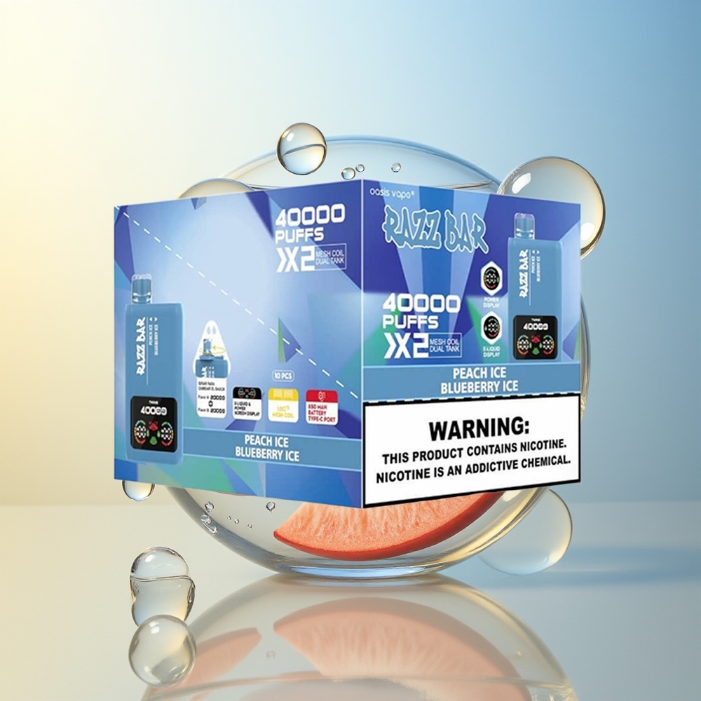 Razz Bar 40000 Puff Display Potenza Pesca Ghiaccio - Mirtillo Ghiaccio