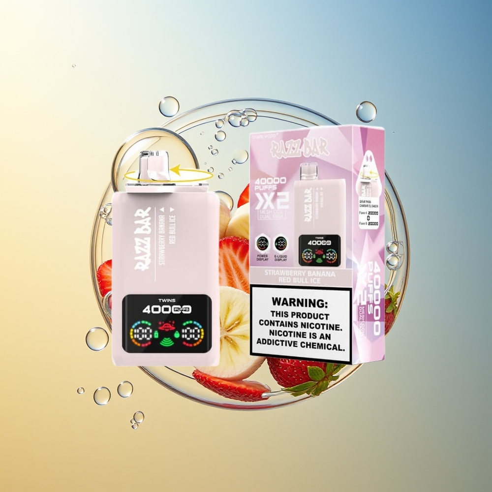 Razz Bar 40000 Puff Display Schermo Dispositivo Vape Fragola Banana - Red Bull Ghiaccio 1.0Ohm 2 Mesh Coil 5% Nicotina