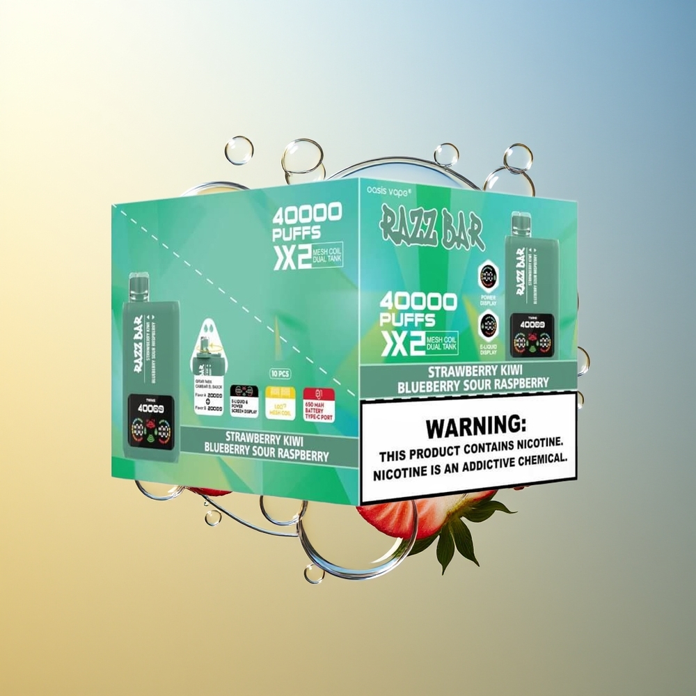 Razz Bar 40000 Puff Display Tipo-C Fragola Kiwi - Mirtillo Acido Lampone