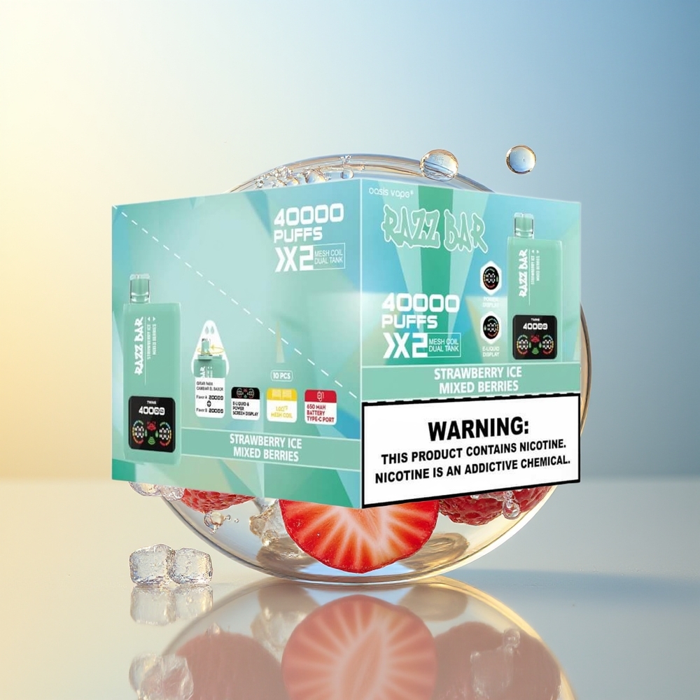 Razz Bar 40000 Puff Fragola Ghiaccio - Frutti di Bosco Display Schermo Potenza