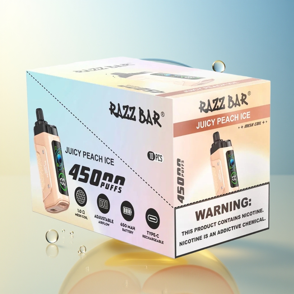 Razz Bar 45000 Puff Disposable Vape Pesca Succosa Ghiaccio Bobina Mesh 1.0 Ohm