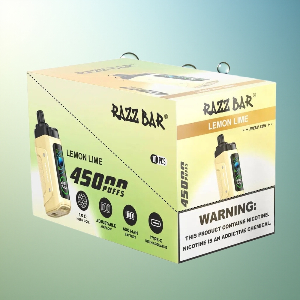 Razz Bar 45000 Puff Vape Dispositivo Limone Lime 1.0 Ohm Mesh Ricaricabile
