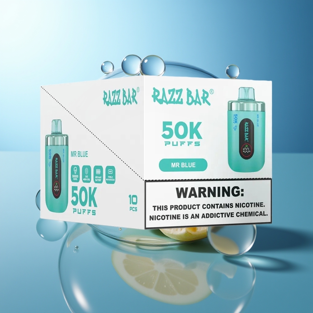 Razz Bar 50K Bocche Sigaro Elettronico Monouso Blu Mesh 1.0 Ohm