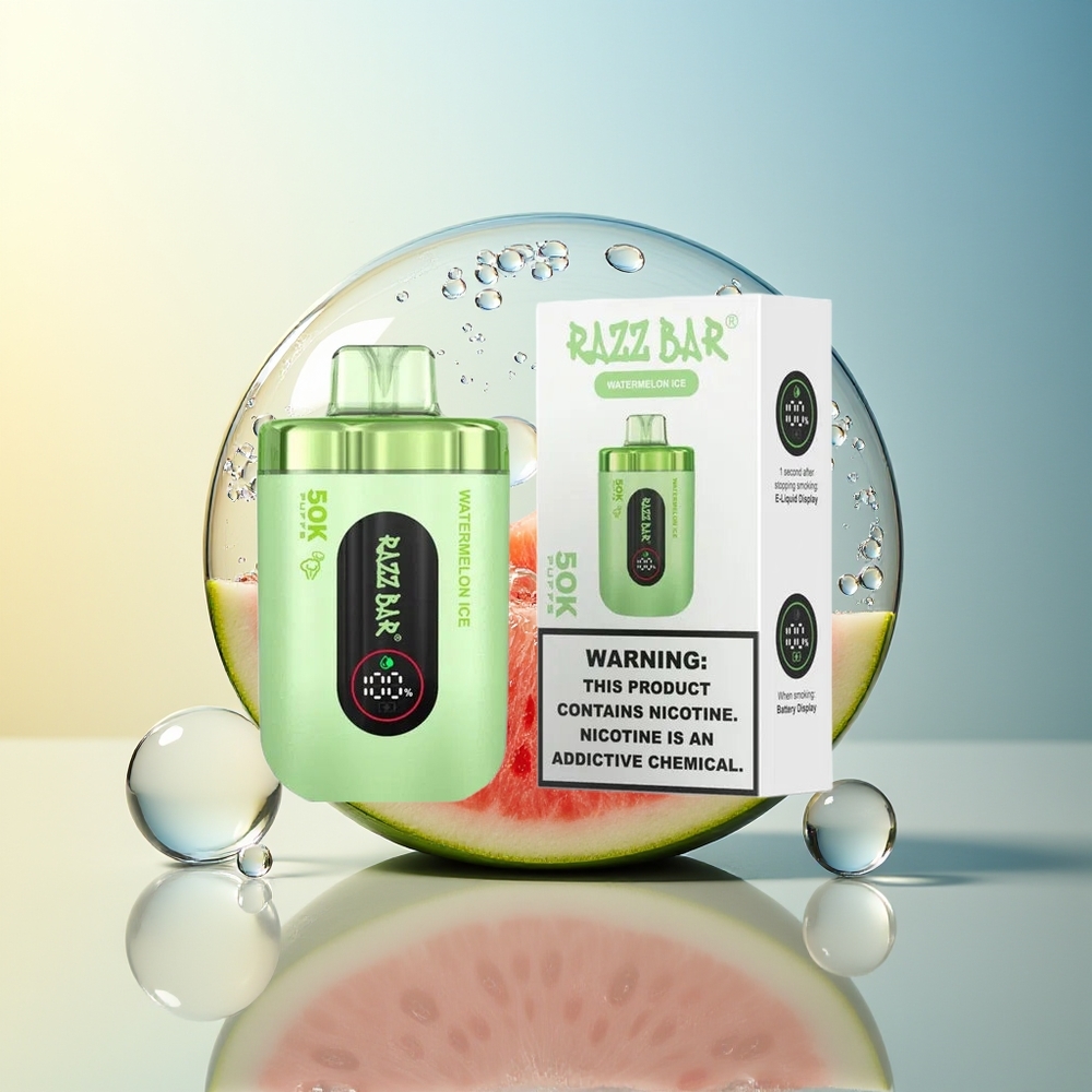Razz Bar 50K Puff Disposable Vape Anguria Ghiaccio Tipo-C Ricaricabile 1.0 Ohm