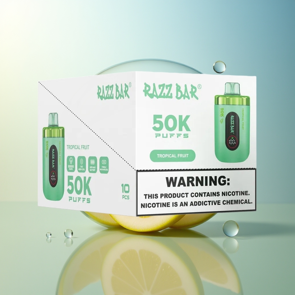 Razz Bar 50K Puff Disposable Vape Frutti Tropicali Tipo-C Ricaricabile 2% Nicotina