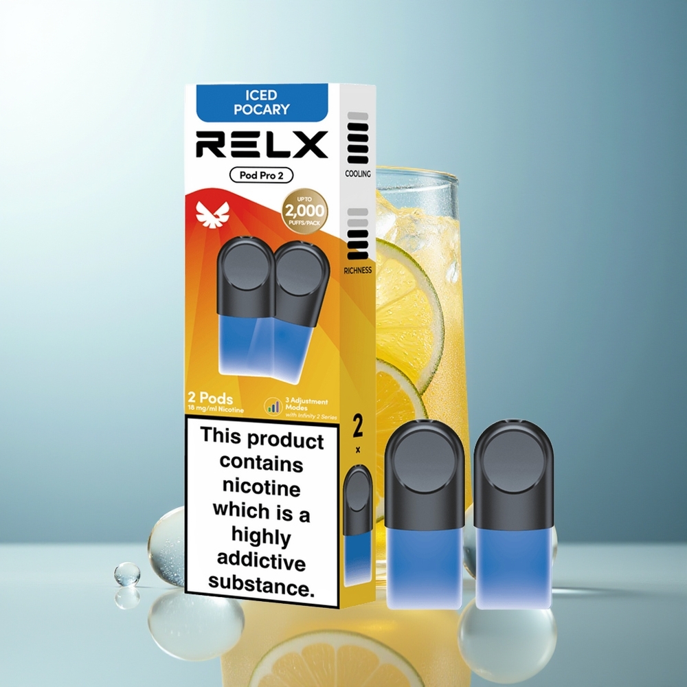 RELX Pod Pro 2 600 Bocche Bevanda-Ghiacciata Pocary 1.9ml 3 Modalità
