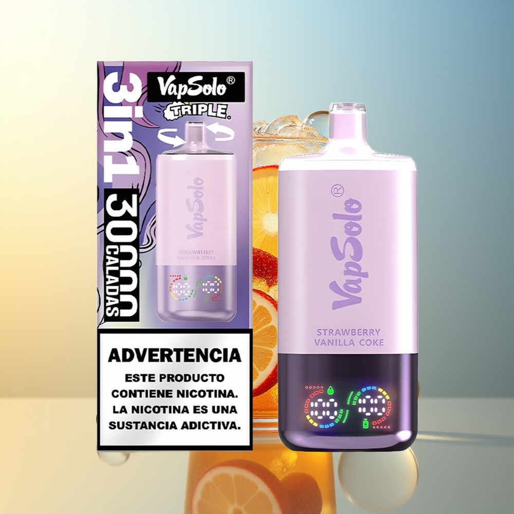 VapSolo Triple 30000 Puff Fragola Vaniglia Coca 40ml Type-C