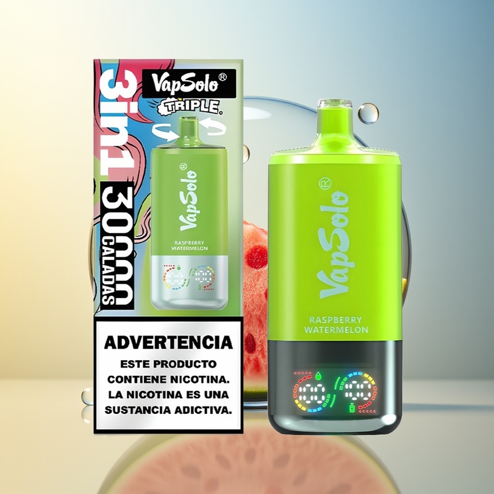 VapSolo Triple 30000 Puff Lampone Anguria 40ml Type-C