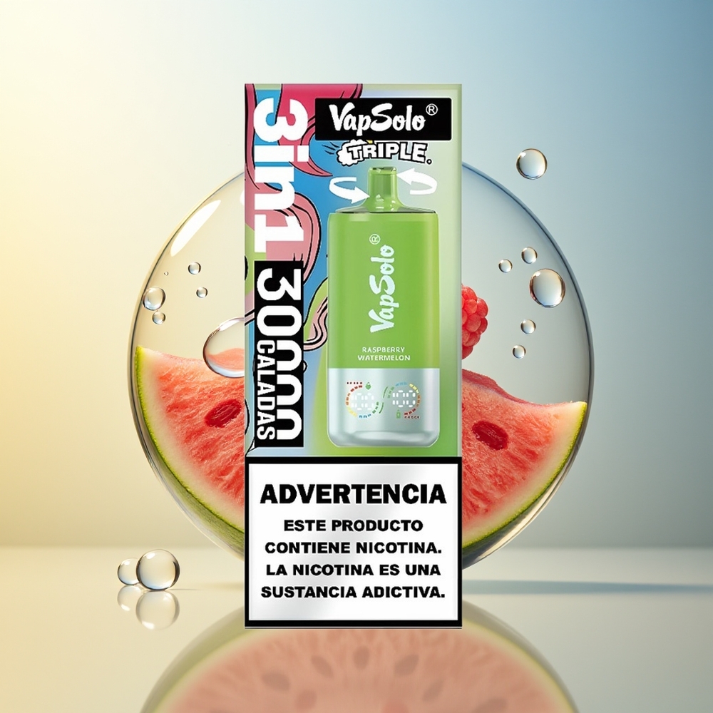 VapSolo Triple 30000 Puff Lampone Anguria 40ml Type-C