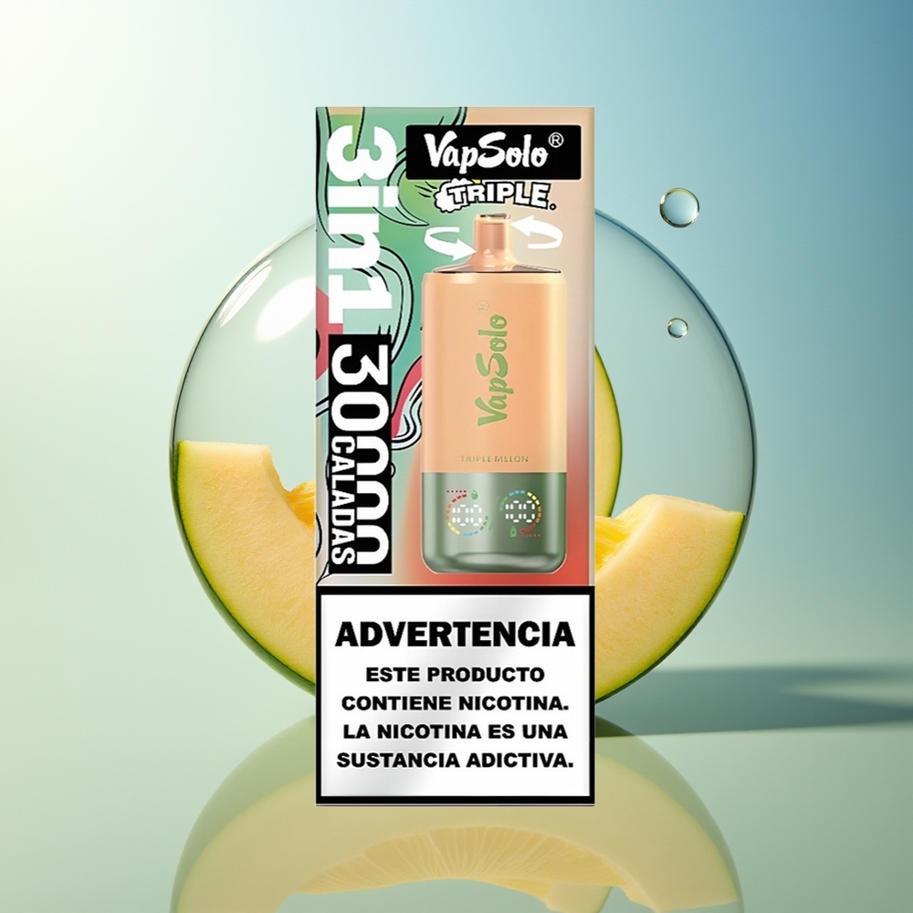 VapSolo Triple 30000 Puff Triple Melone 40ml Tipo-C