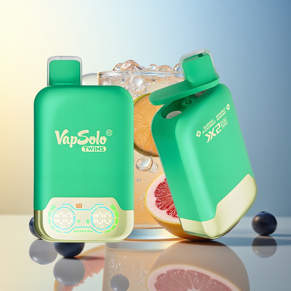 Vapsolo Twins 20000 Puff Mirtillo Nero & Pompelmo Rinfrescante Doppio Serbatoio Tipo-C