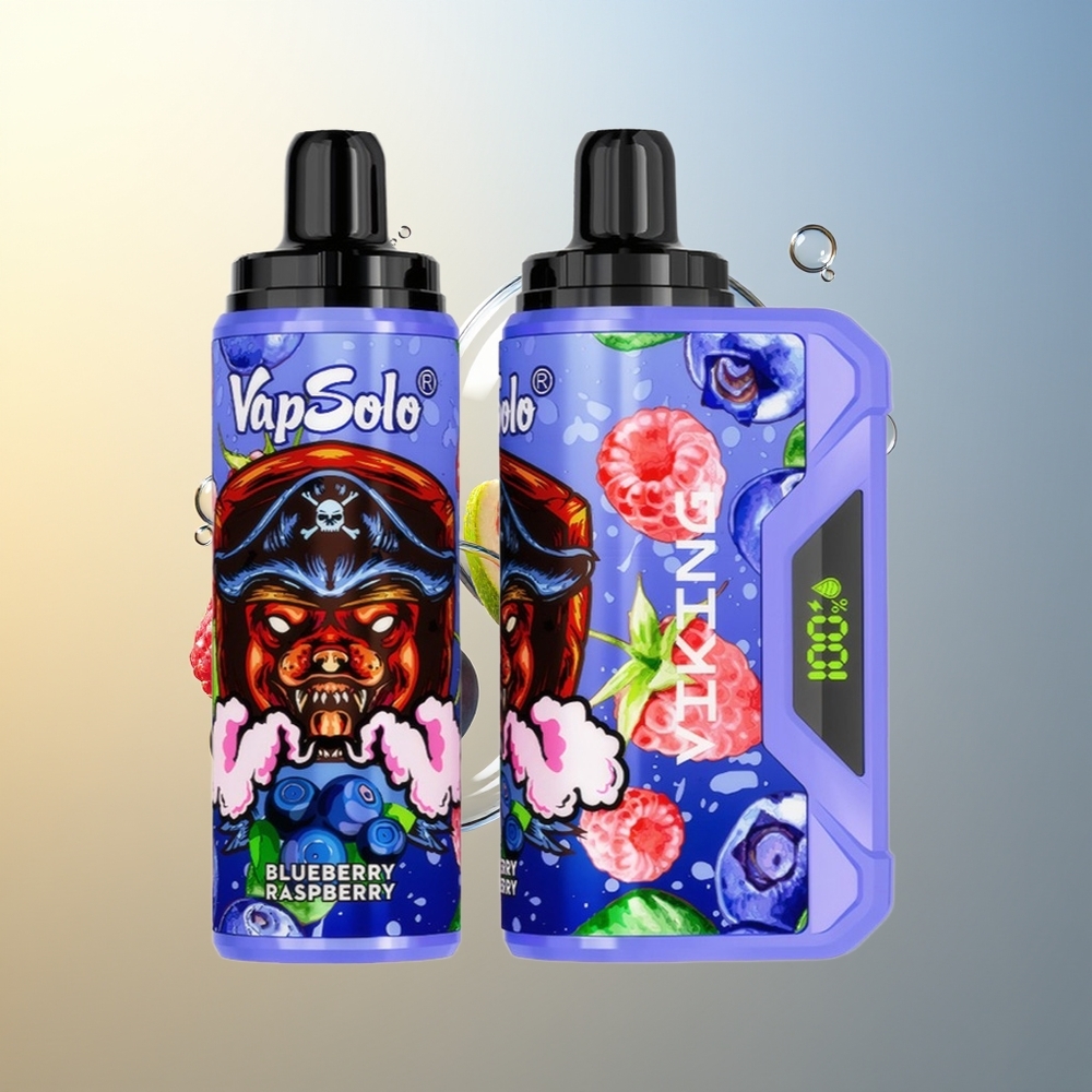 VapSolo VIKING 12000 Puff Dispositivo Di Vapo USA E Getta Mirtillo Lampone 22ml Tipo-C